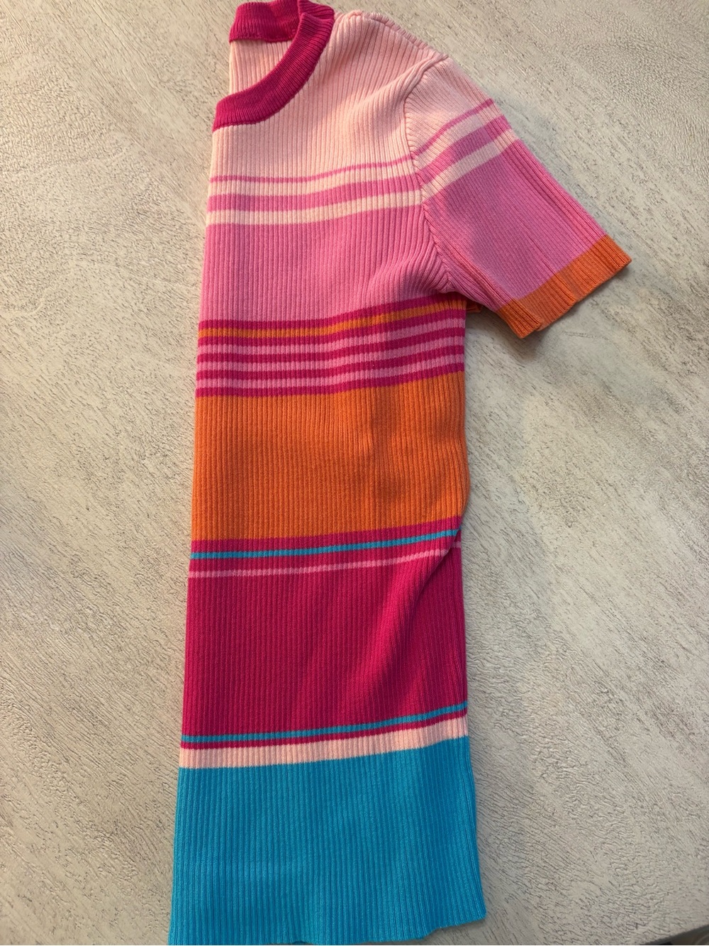 Women’s ' Striped Knit Dress in Pink, Orange & Blue - Picture 3 of 3